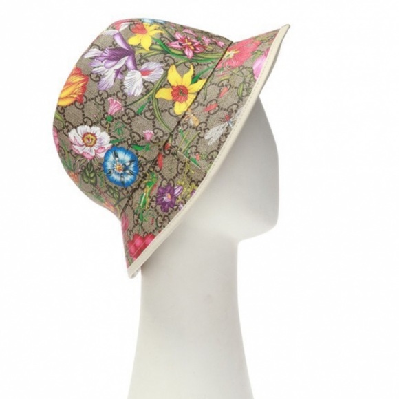 New GUCCI GG canvas Supreme Monogram Flora Bucket Hat size L - Picture 1 of 11